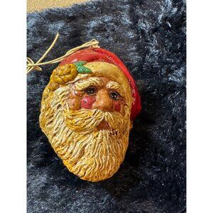 Vintage Handcrafted Santa Claus Head Ornament By L. Amato 93